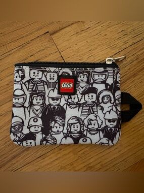 Lego Black & White Minifigure Pattern Zip Pouch